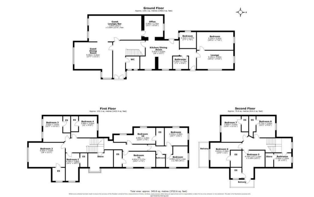 14 bedroom semi-detached house for sale - floorplan