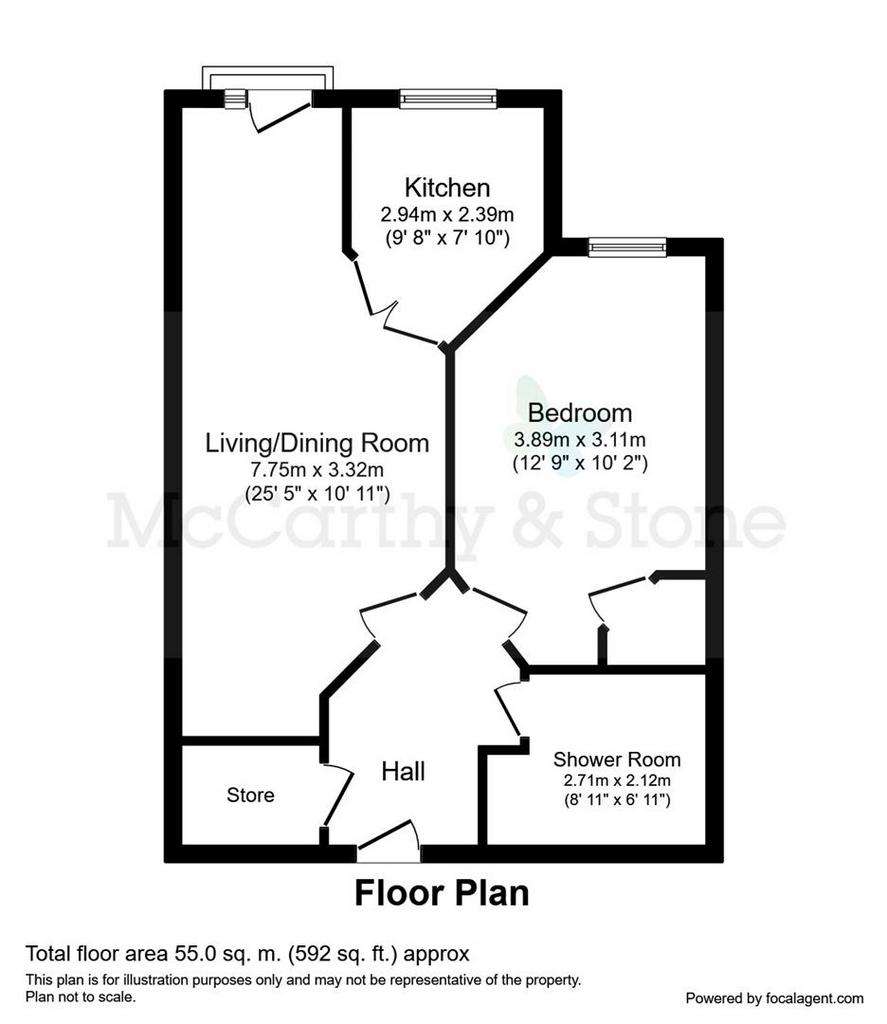 1 bedroom flat for sale - floorplan