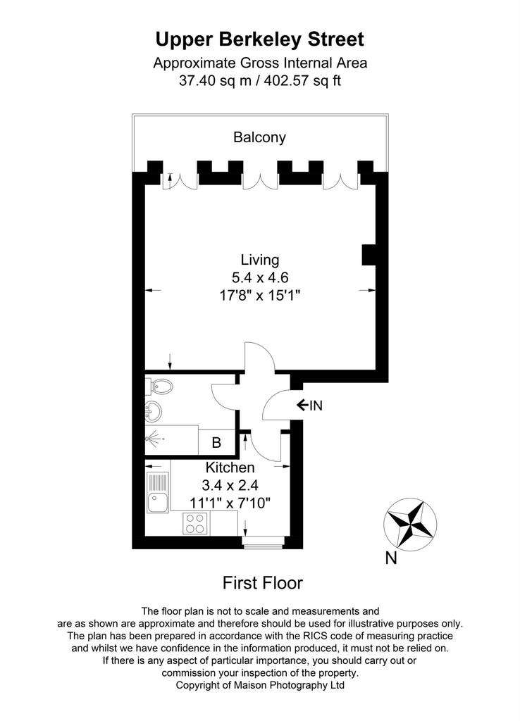 Studio flat to rent - floorplan