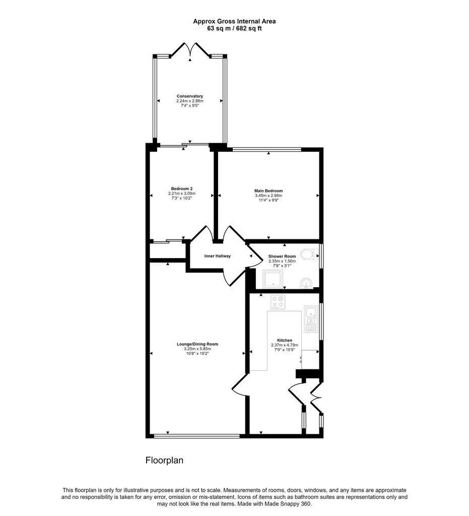 2 bedroom bungalow for sale - floorplan