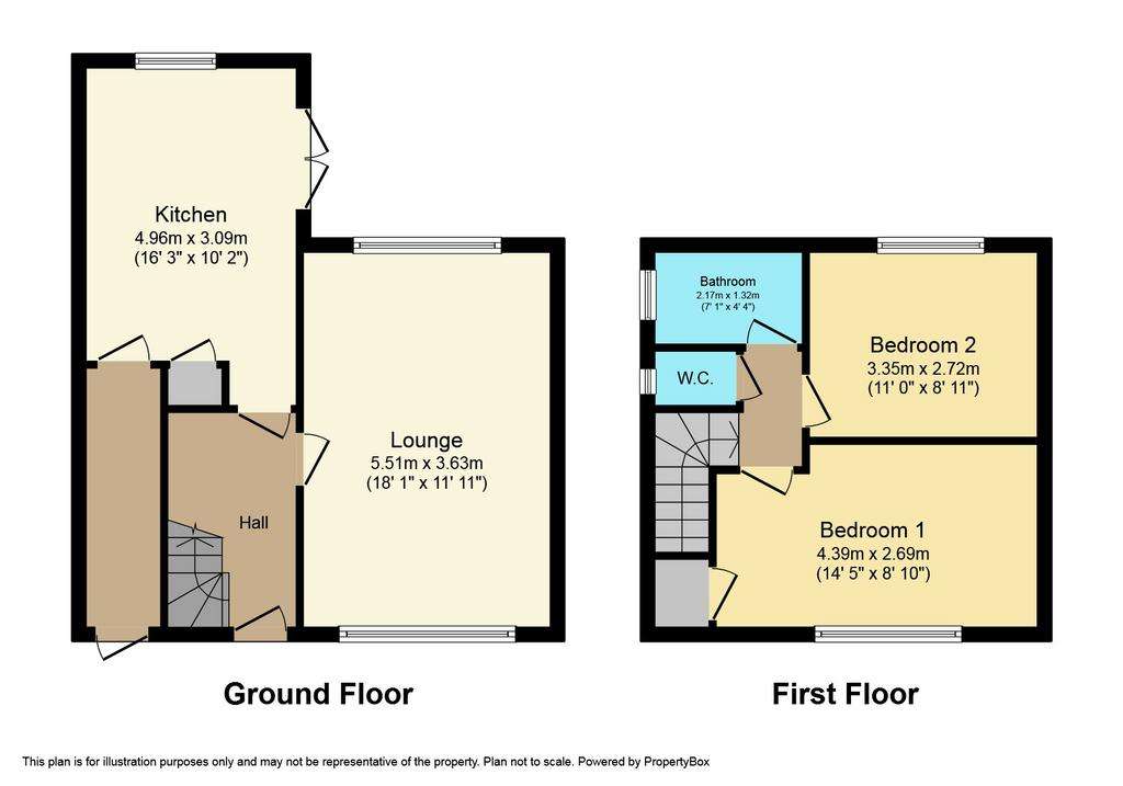 2 bedroom terraced house for sale - floorplan