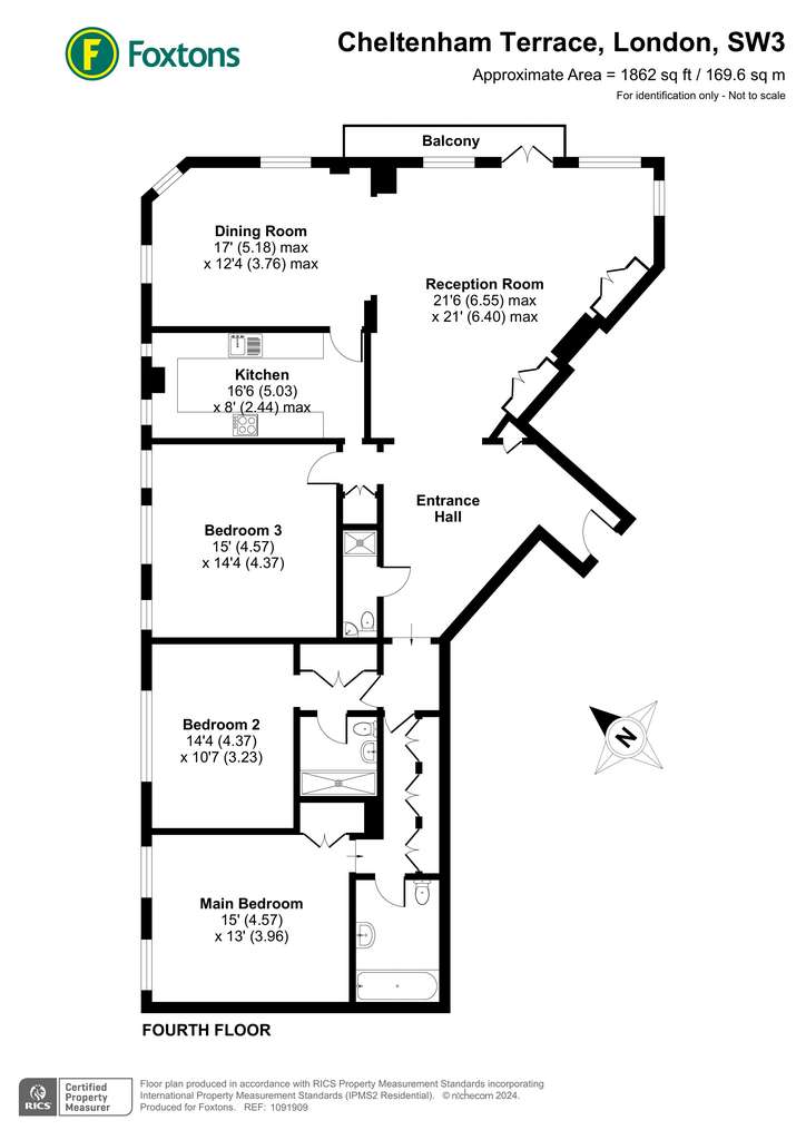 3 bedroom flat to rent - floorplan