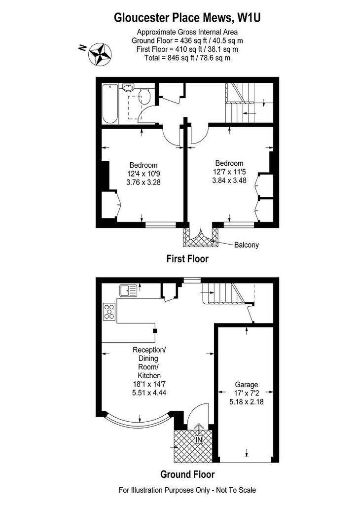 2 bedroom mews house to rent - floorplan