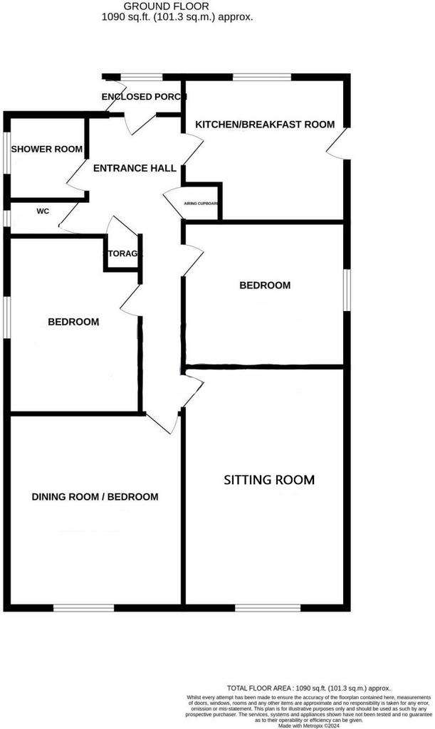 3 bedroom bungalow for sale - floorplan