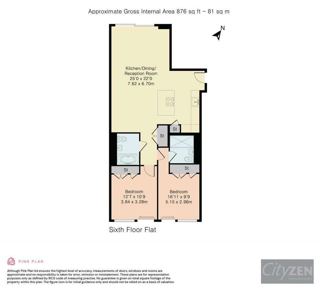 2 bedroom flat to rent - floorplan