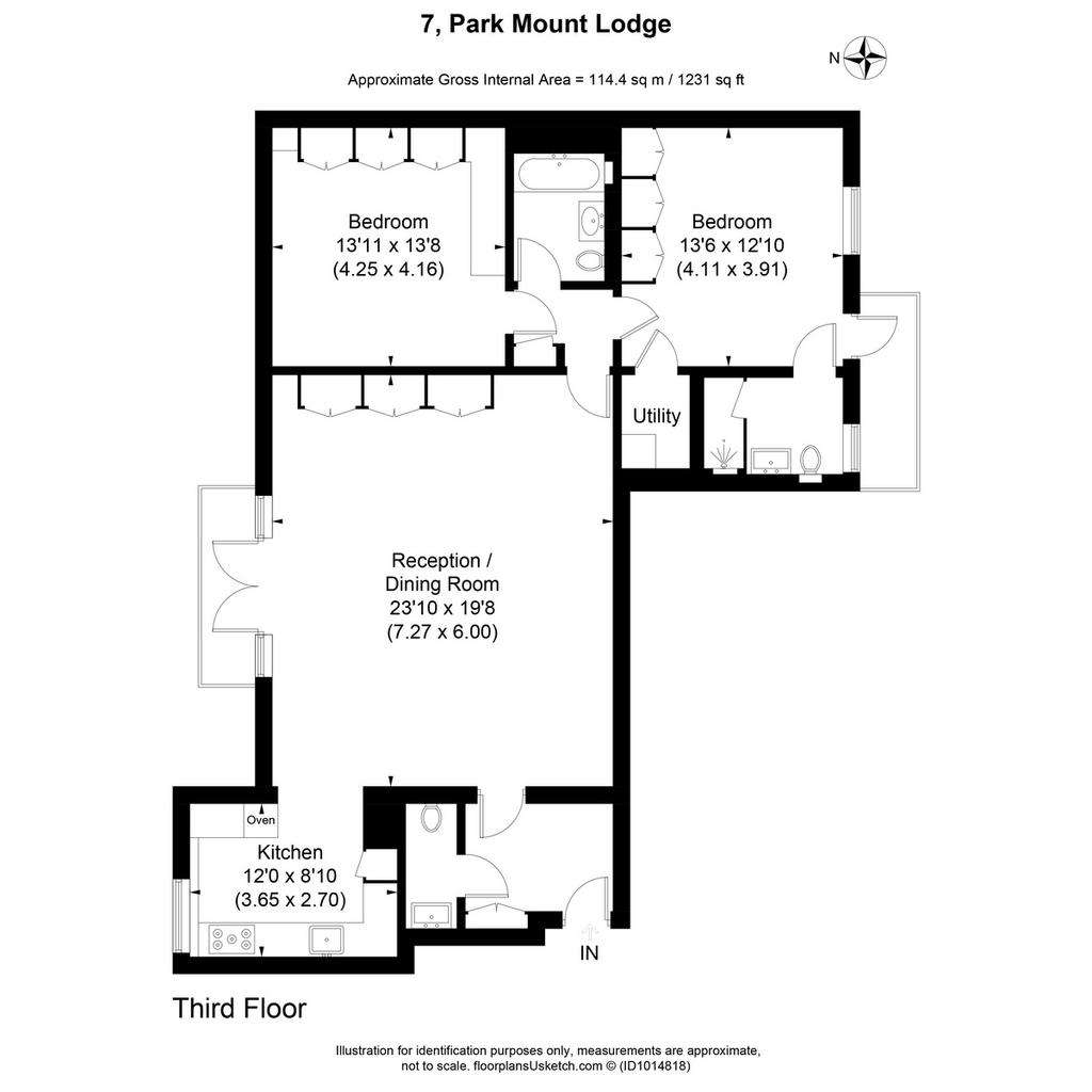 2 bedroom flat to rent - floorplan