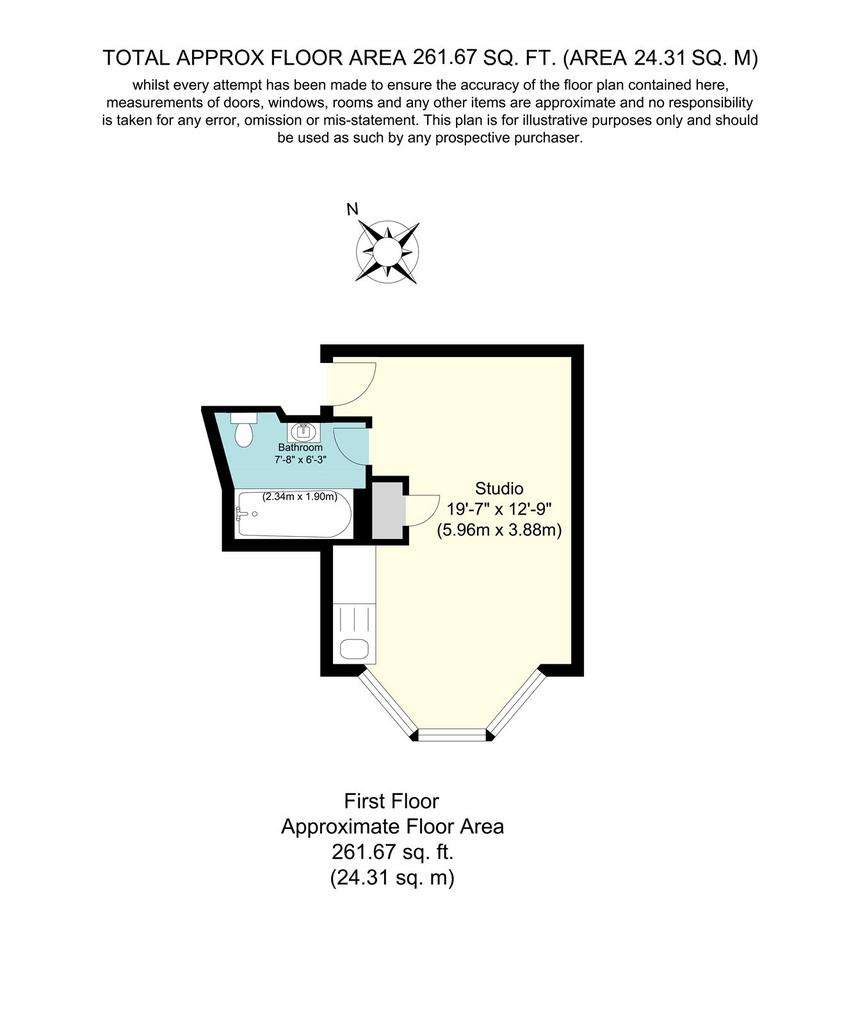 Studio flat to rent - floorplan