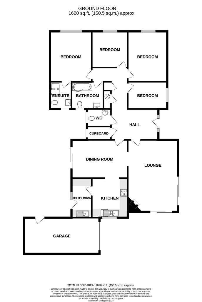 4 bedroom detached bungalow for sale - floorplan