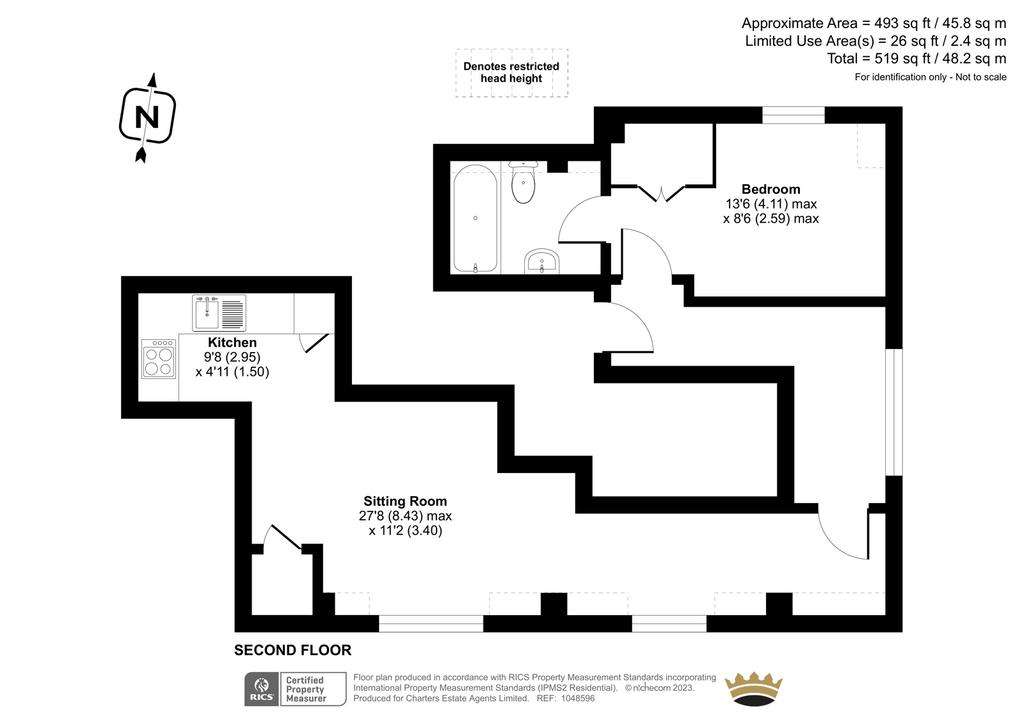 1 bedroom penthouse apartment for sale - floorplan