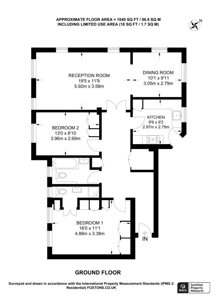 2 bedroom flat to rent - floorplan