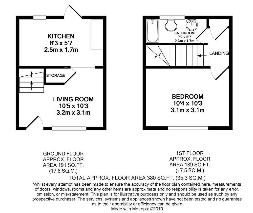1 bedroom terraced house to rent - floorplan