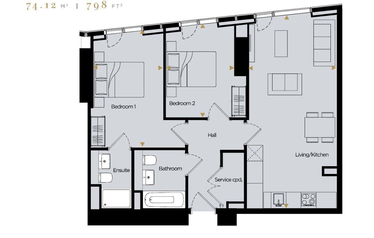 2 bedroom flat for sale - floorplan