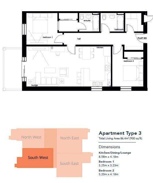 2 bedroom serviced apartment for sale - floorplan