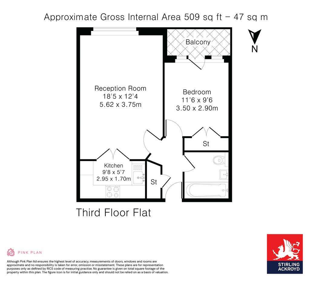 1 bedroom flat to rent - floorplan