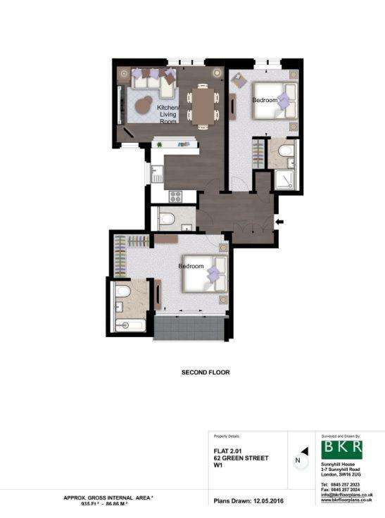 2 bedroom flat to rent - floorplan