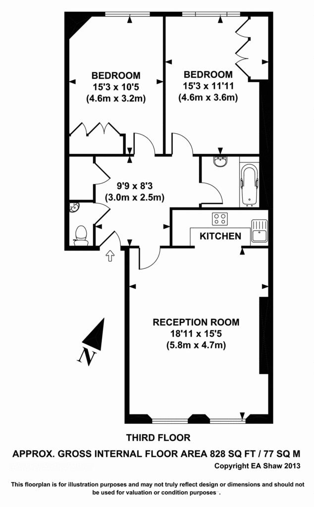 2 bedroom flat to rent - floorplan