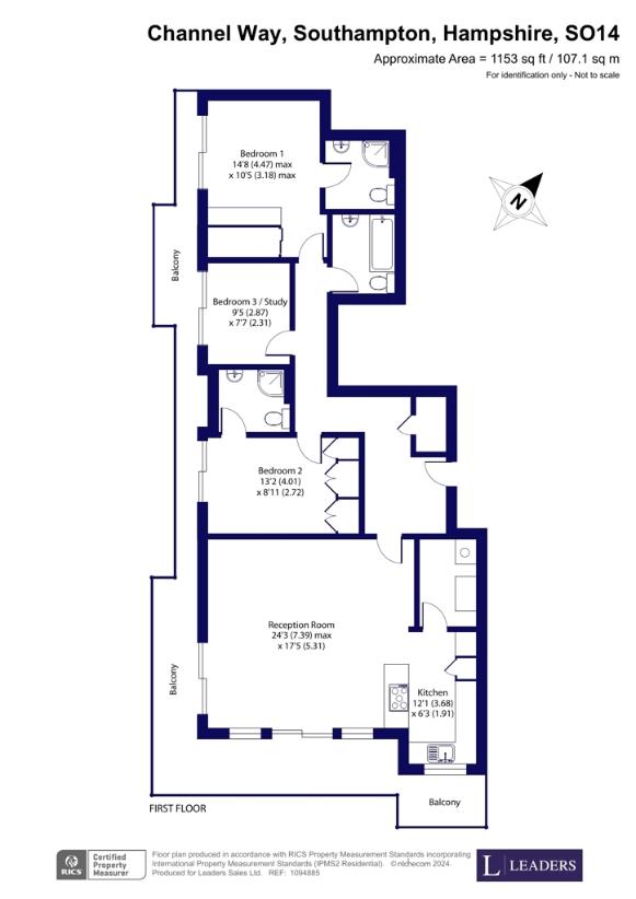 3 bedroom flat for sale - floorplan