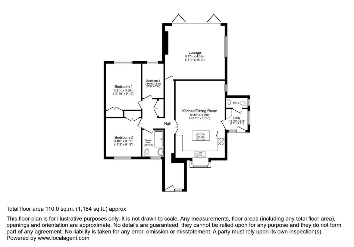 3 bedroom bungalow for sale - floorplan