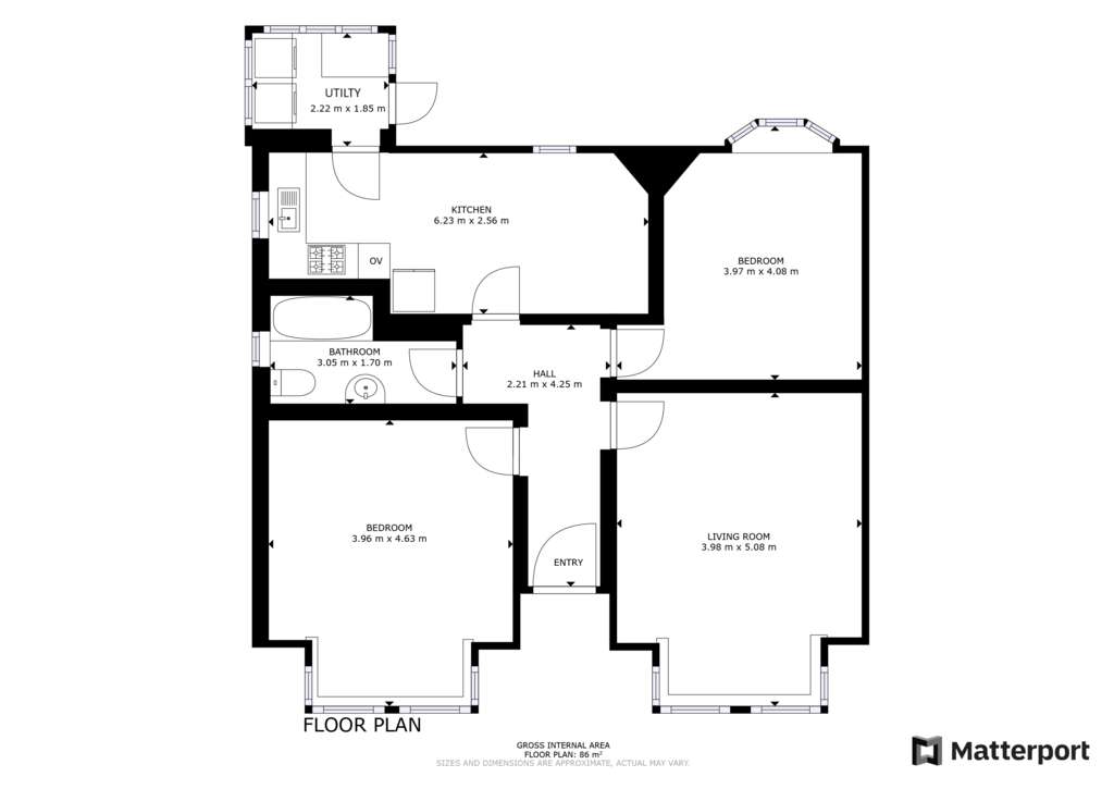 2 bedroom bungalow for sale - floorplan