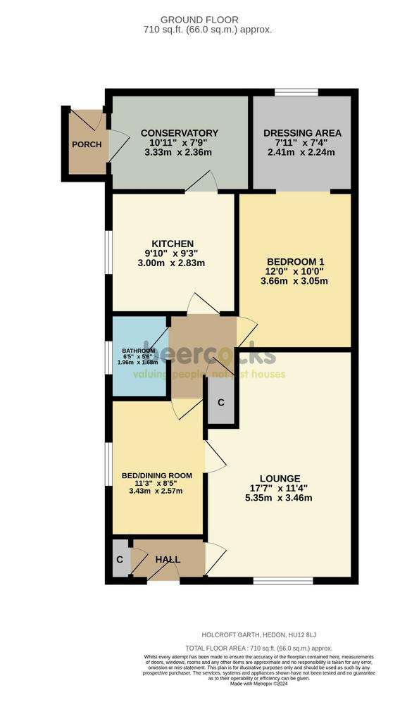 1 bedroom semi-detached bungalow for sale - floorplan