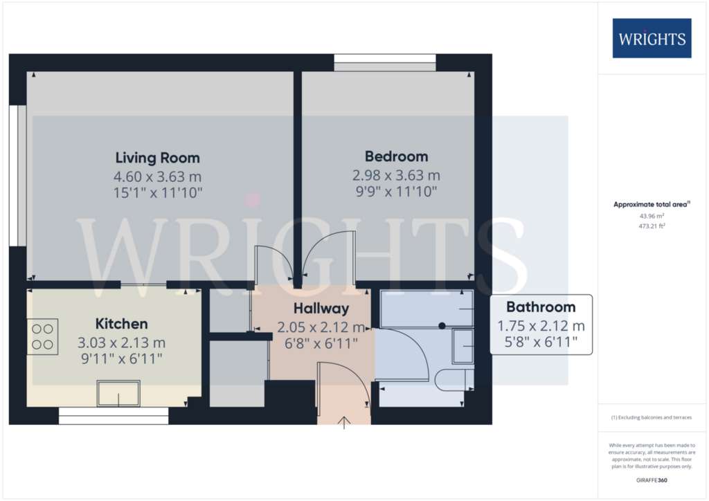 1 bedroom ground floor flat to rent - floorplan