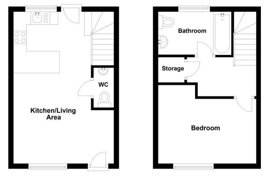 1 bedroom town house to rent - floorplan