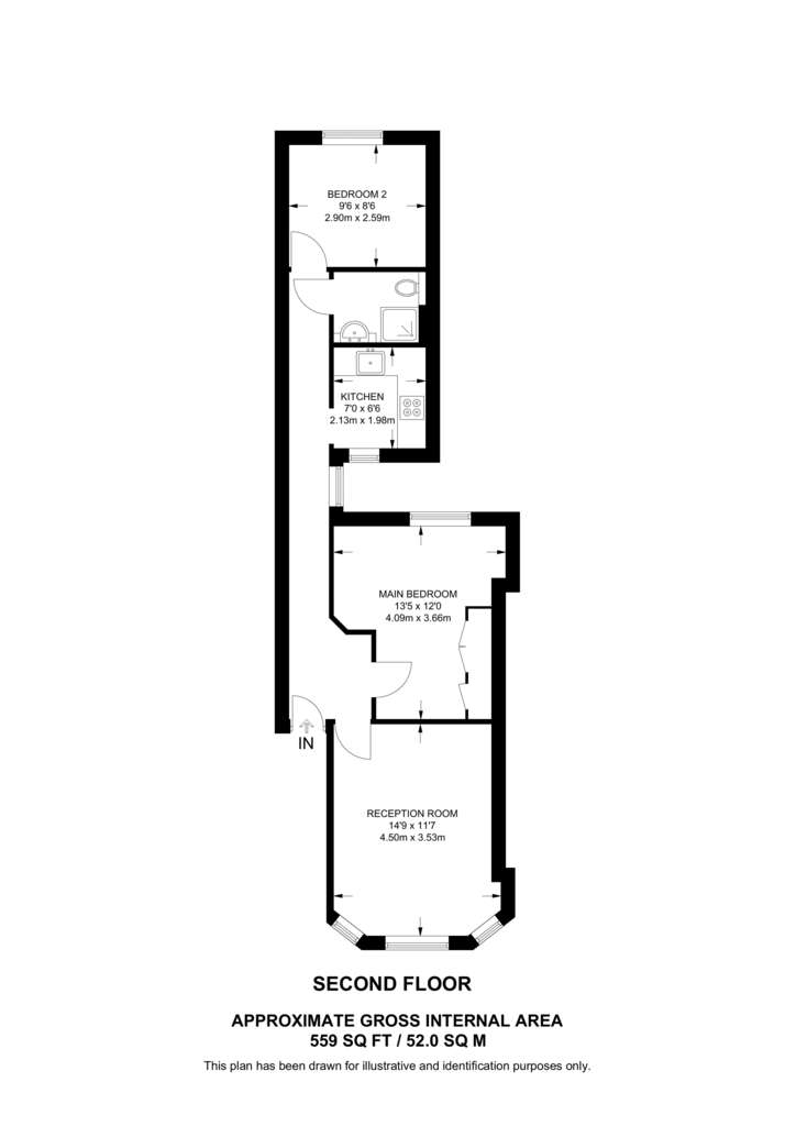 2 bedroom flat to rent - floorplan