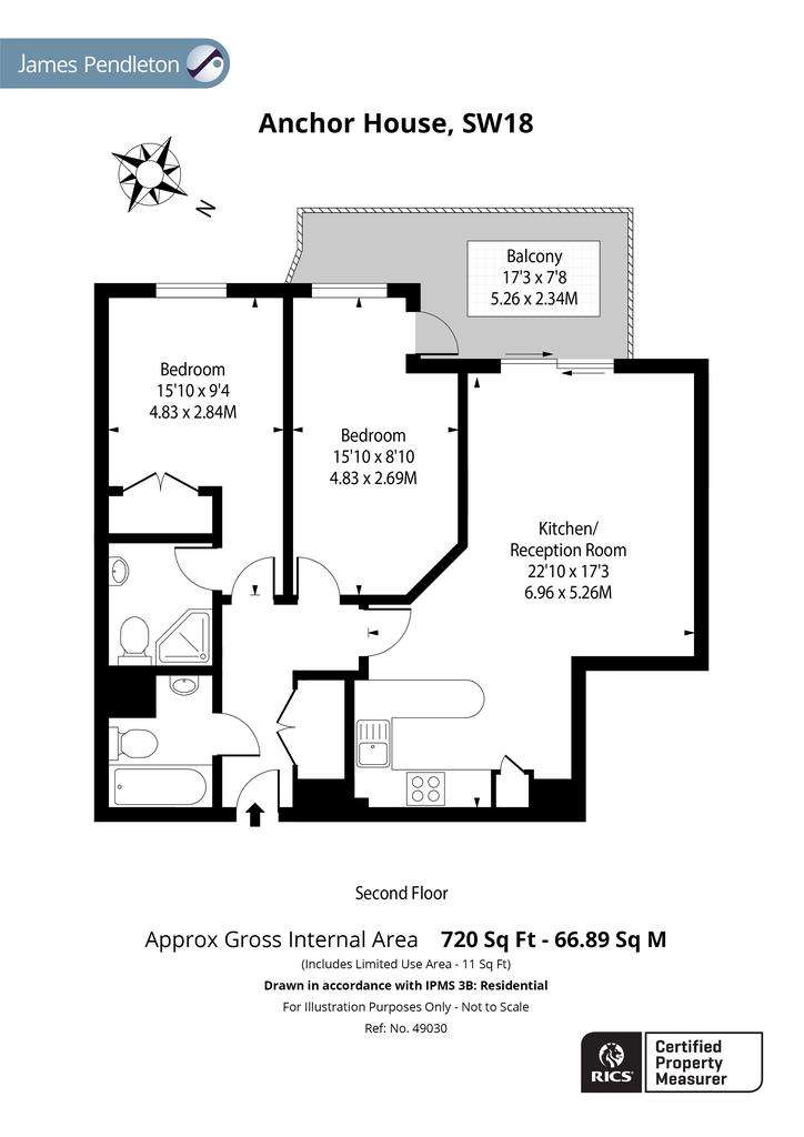 2 bedroom flat for sale - floorplan