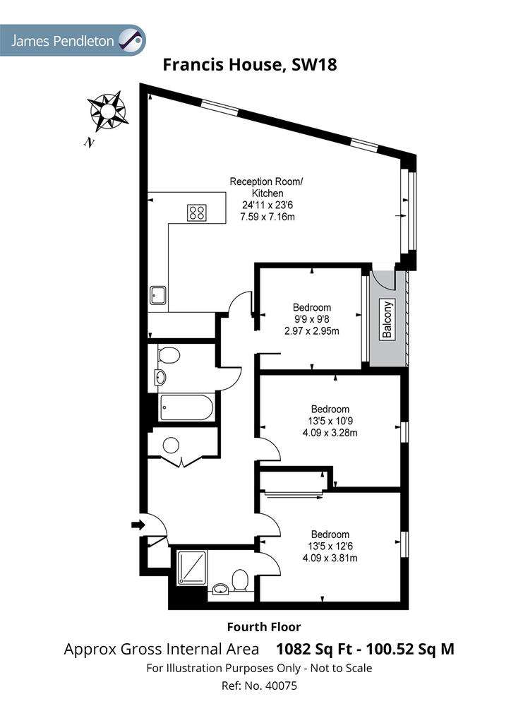 3 bedroom flat for sale - floorplan