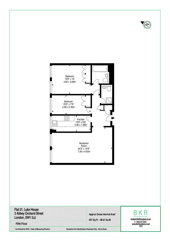 2 bedroom flat to rent - floorplan