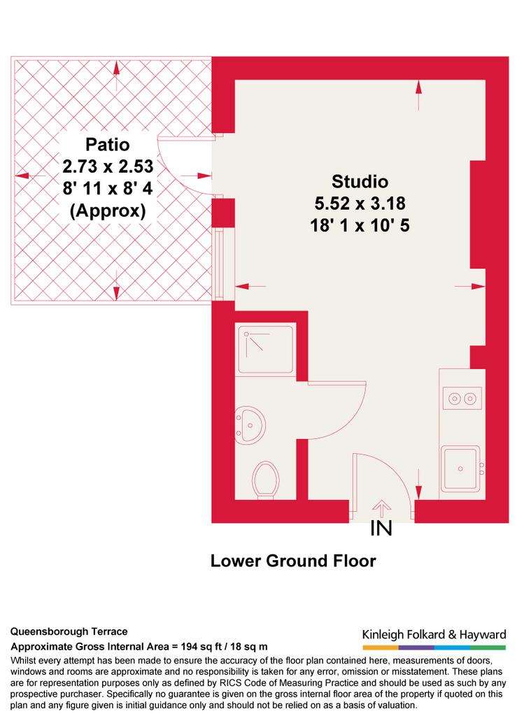 Studio flat to rent - floorplan