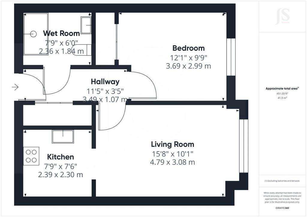 1 bedroom serviced apartment for sale - floorplan