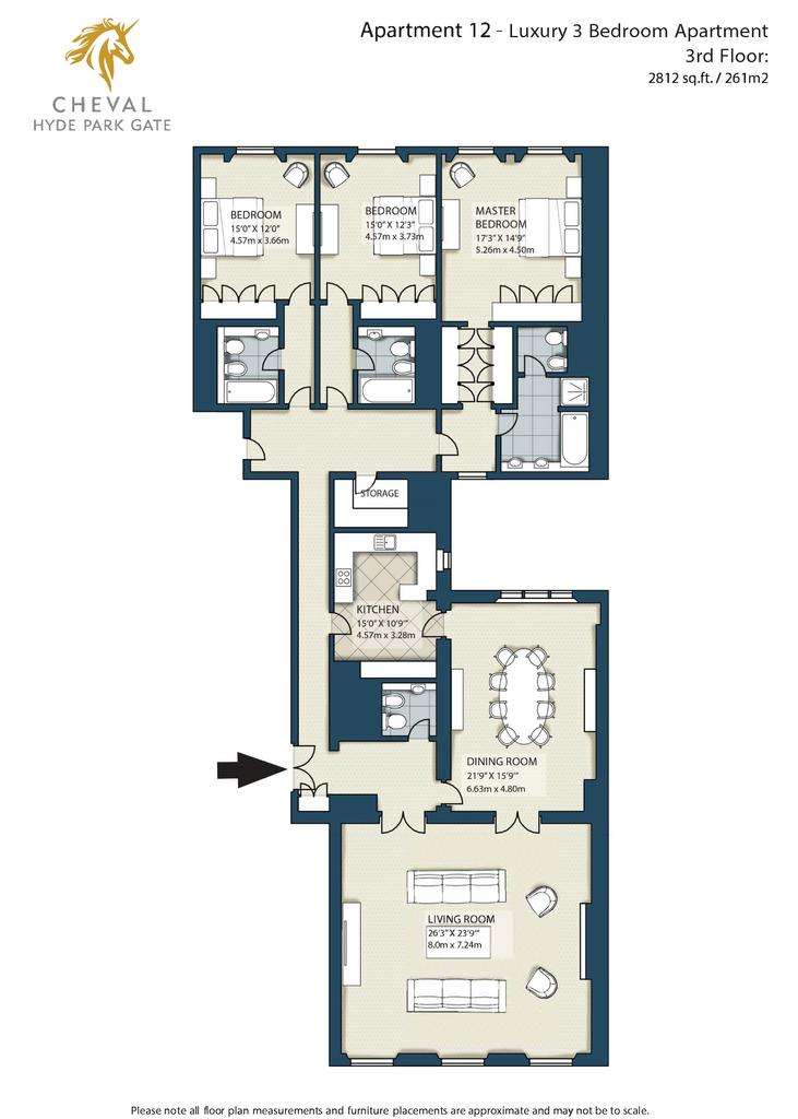 3 bedroom flat to rent - floorplan