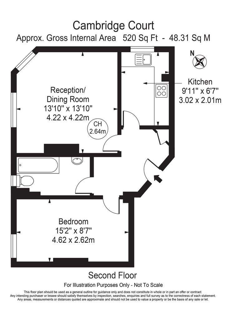 1 bedroom flat to rent - floorplan