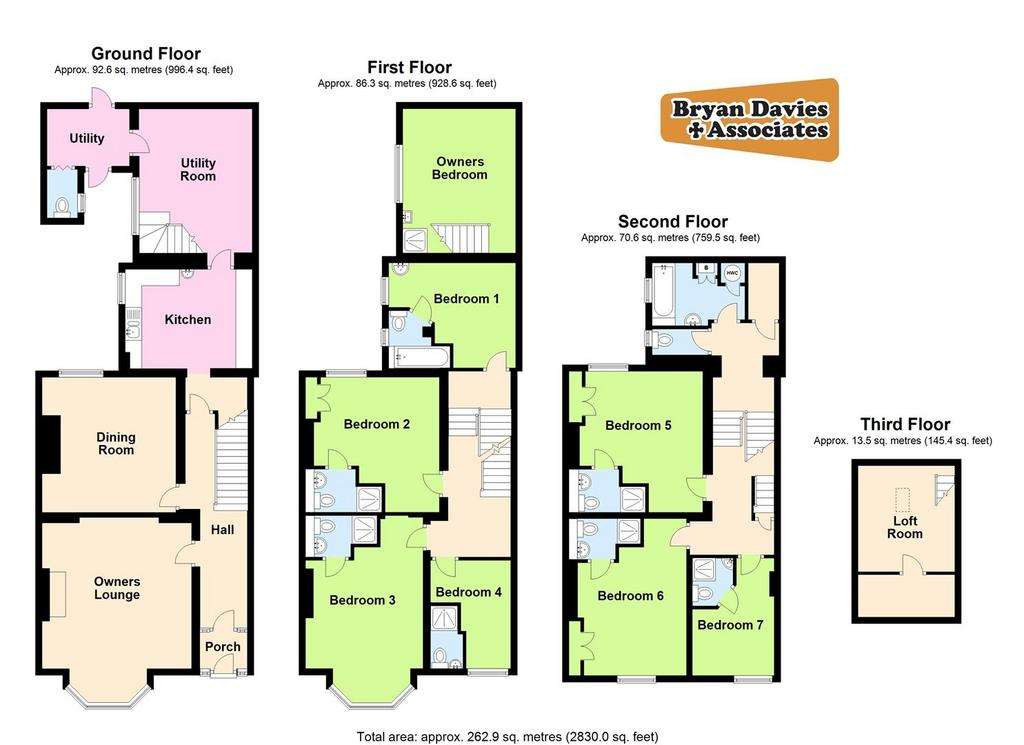 7 bedroom guest house for sale - floorplan