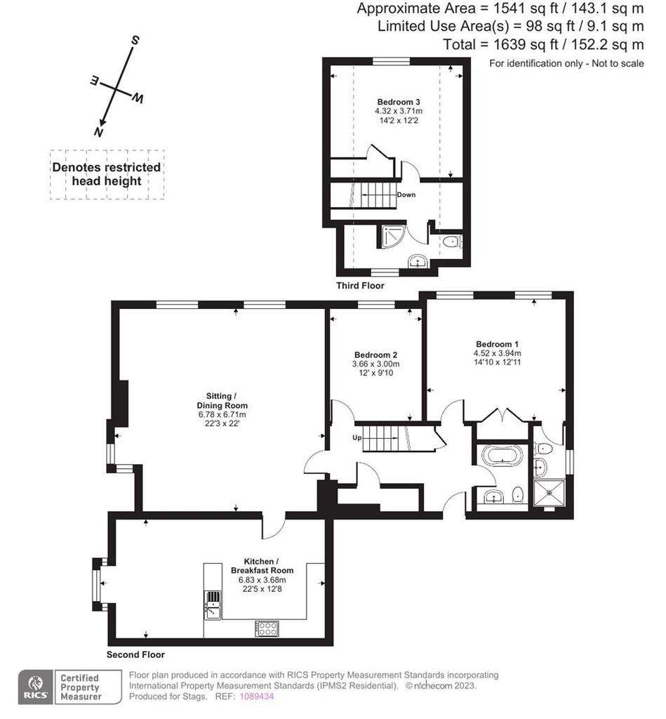 3 bedroom flat for sale - floorplan