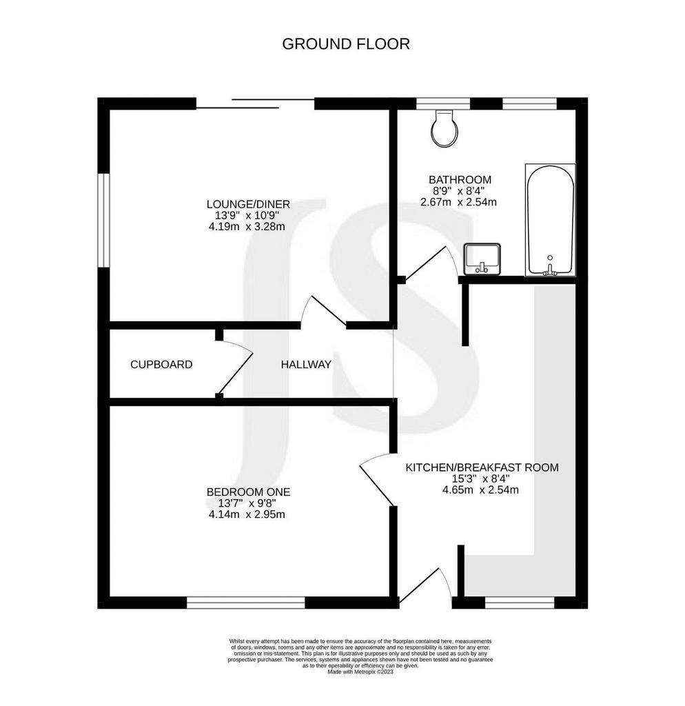 1 bedroom ground floor flat for sale - floorplan