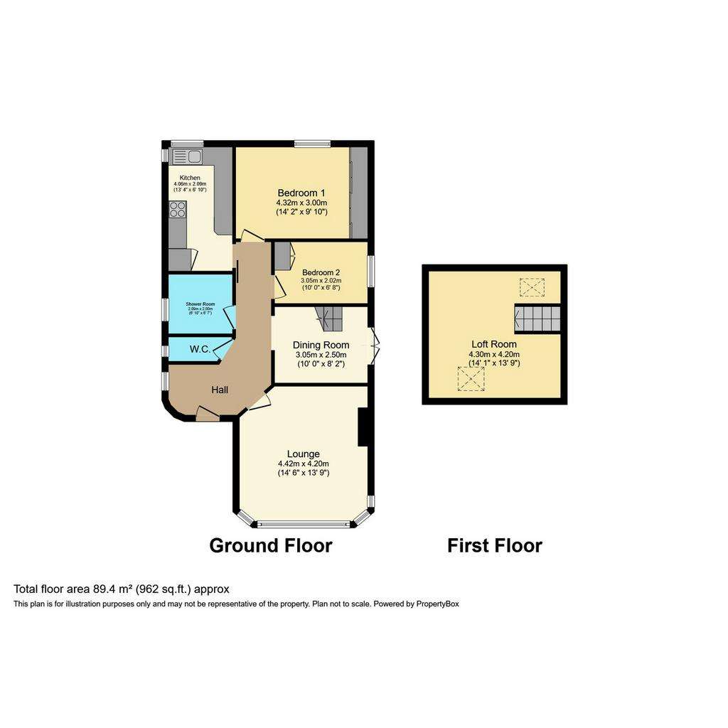 2 bedroom bungalow for sale - floorplan