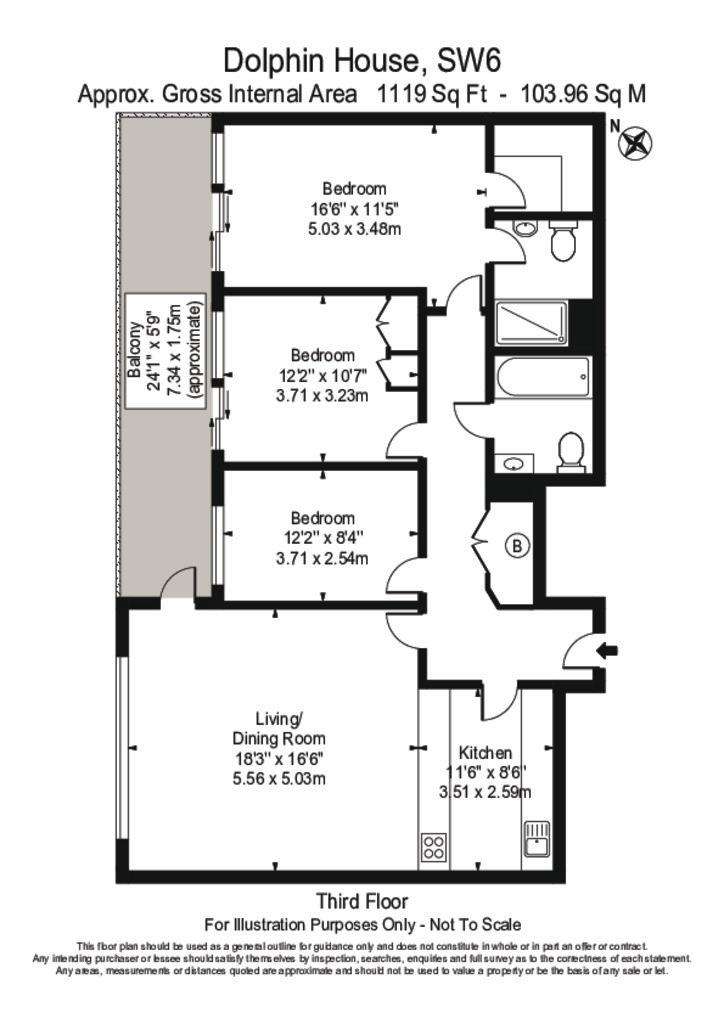 3 bedroom flat to rent - floorplan