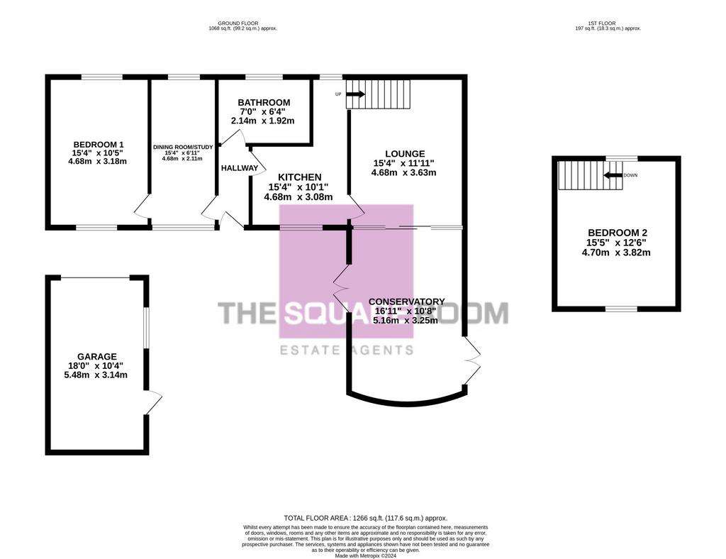 2 bedroom bungalow for sale - floorplan