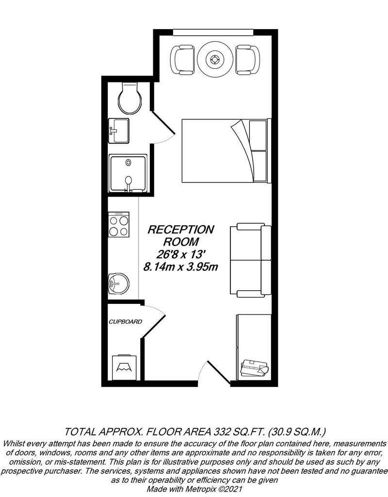Studio flat to rent - floorplan