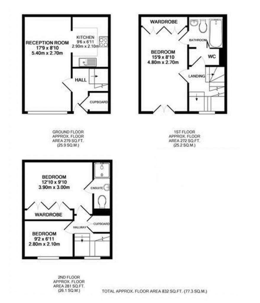 3 bedroom mews house to rent - floorplan