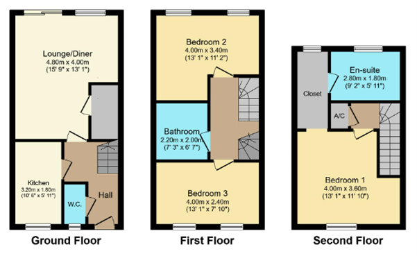 3 bedroom property for sale - floorplan