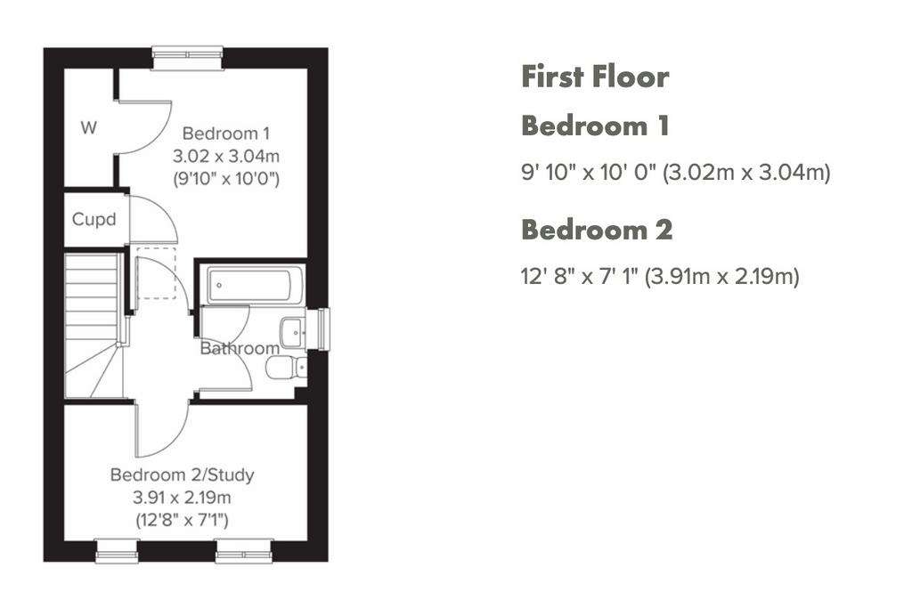 2 bedroom semi-detached house for sale - floorplan