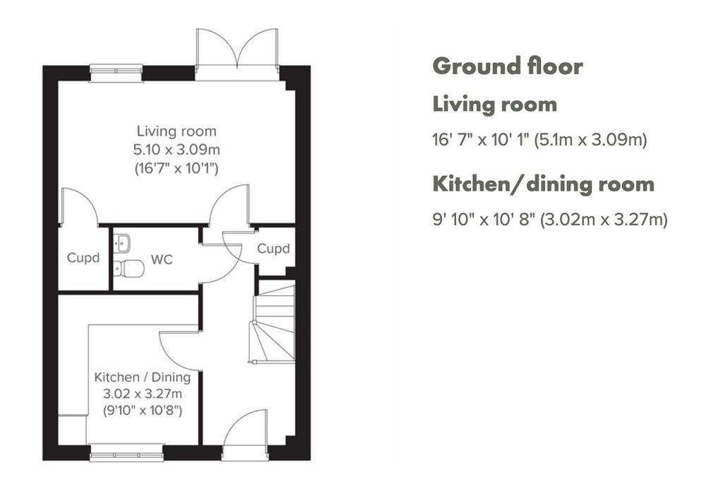 2 bedroom semi-detached house for sale - floorplan