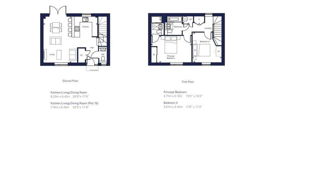 2 bedroom semi-detached house to rent - floorplan