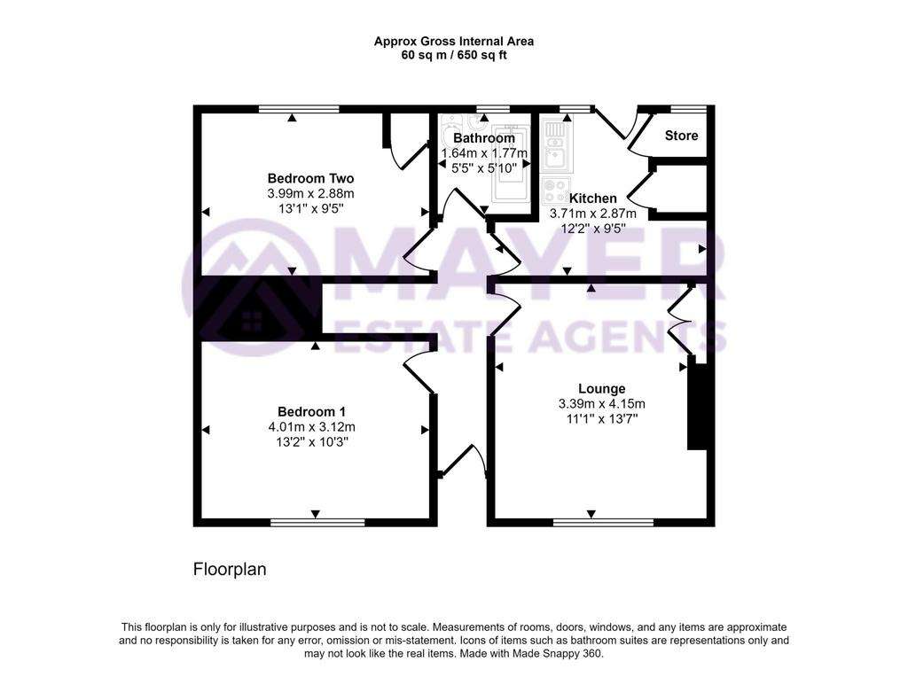 2 bedroom flat for sale - floorplan