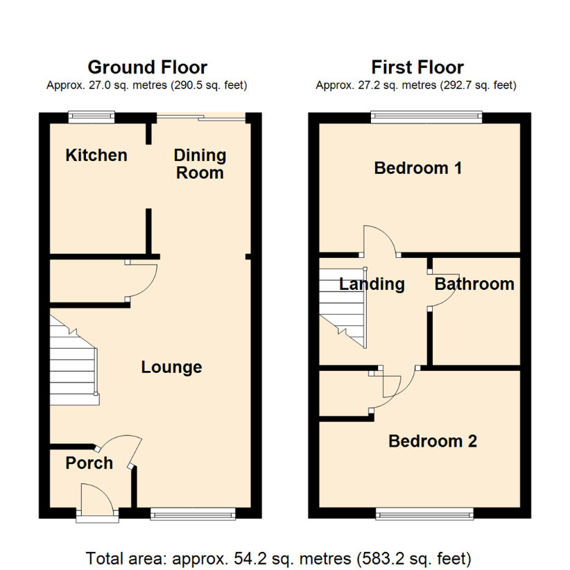 2 bedroom town house for sale - floorplan