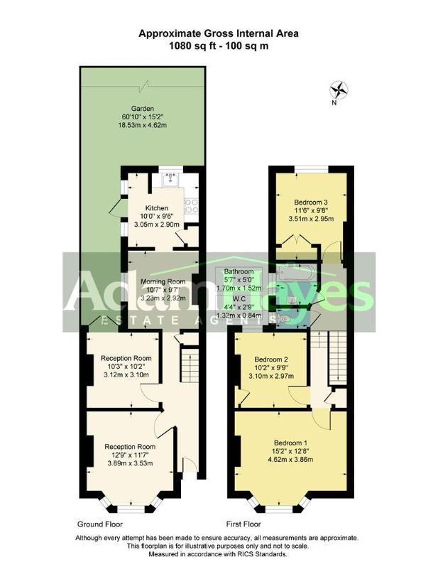 3 bedroom terraced house for sale - floorplan