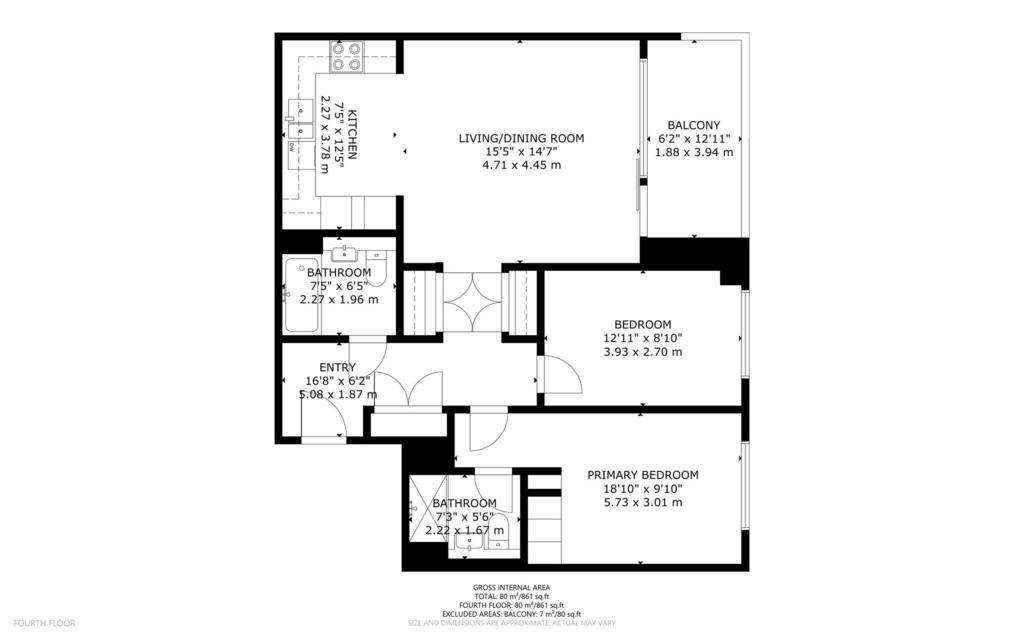 2 bedroom flat to rent - floorplan